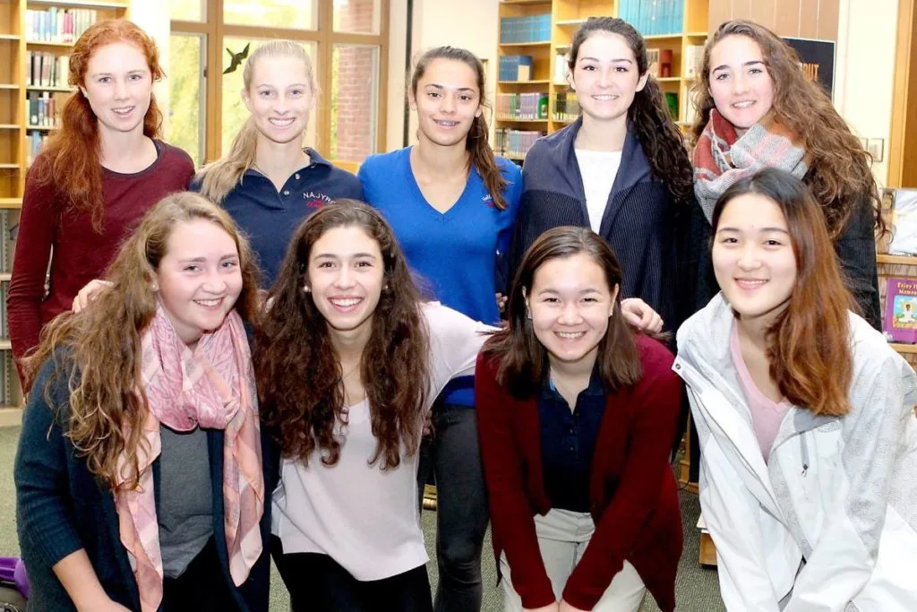 Nine current Foxcroft students recently were named AP Scholars. They are (left-right, back row): Charlotte Scharfenberg, Lucy Matz, Alex Grace, Lilly Savin, Serena Holz and (l-r, front row) Marias Blundell, Marina Shallcross, Patia Fann and Isabella Zhai. Charlotte, Alex, Serena, Matrias, Marina and Patia -- whos led the pack with a AP Scholar with Distinction designation -- are all from the area.