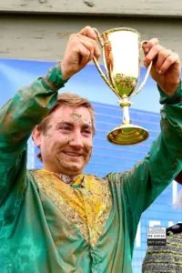Gustav Dahl, jockey of Gold Cup winner Ebanour : Photos by Nancy Kleck