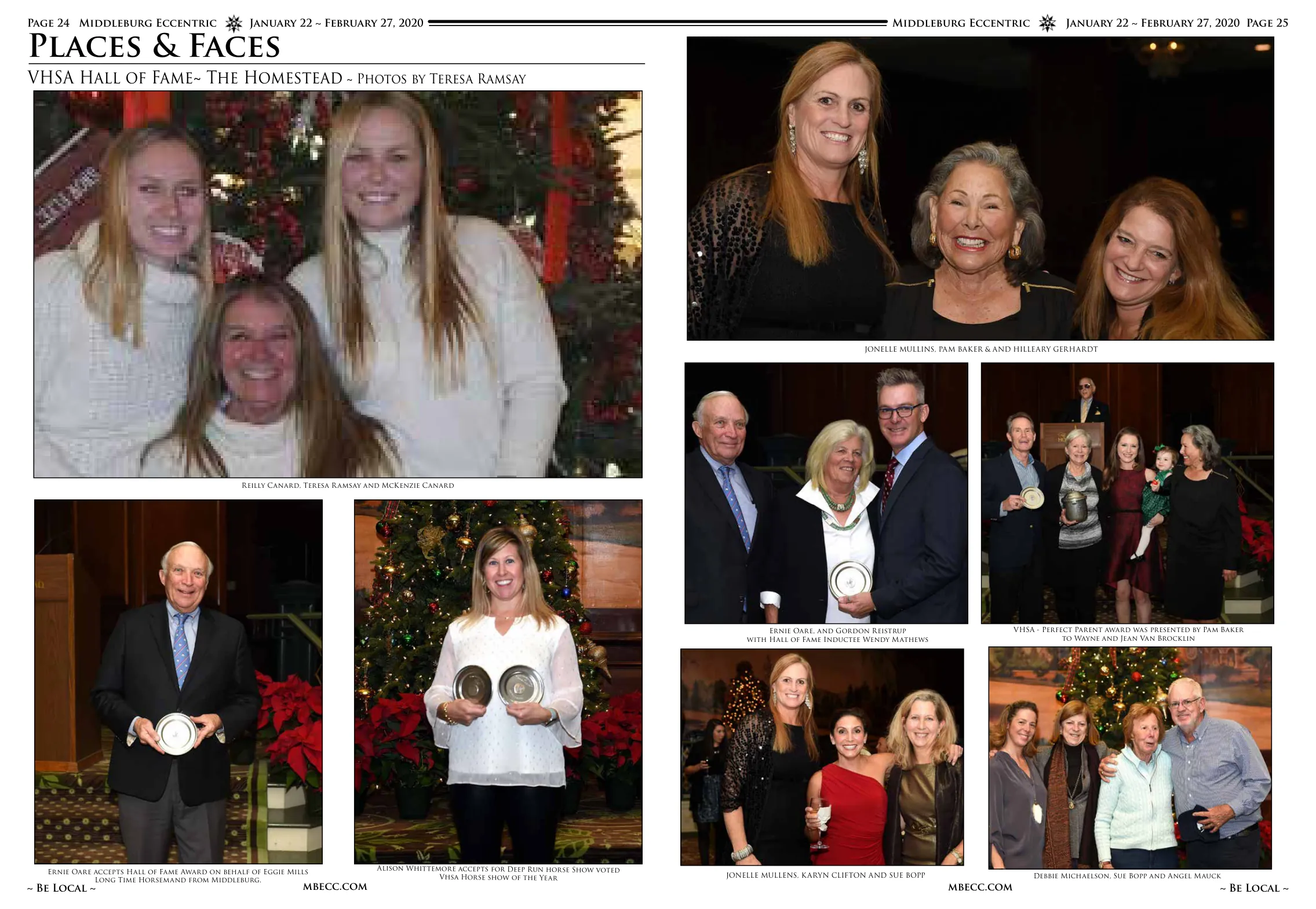 Reilly Canards, Teresa Ramsay and McKenzie Canard · Ernie Oare accepts Hall of Fame Award on behalf of Eggie Mills Long Time Horseman from Middleburg · Beth Ann Mascatello and Olivia Mascatello · VHSA - Perfect Parent award was presented by Pam Baker to Wayne and Jean Van Brocklin · Debbie Michaelson, Sue Bopp and Angel Mauck · Ernie Oare, and Gordon Reistrup with Hall of Fame Inductee Wendy Mathews · Jonelle Mullins, Pam Baker & And Hilleary Gerhardt · Jonelle Mullens, Karyn Clifton and Sue Bopp · Jonelle Mullins, Pam Baker & And Hilleary Gerhardt