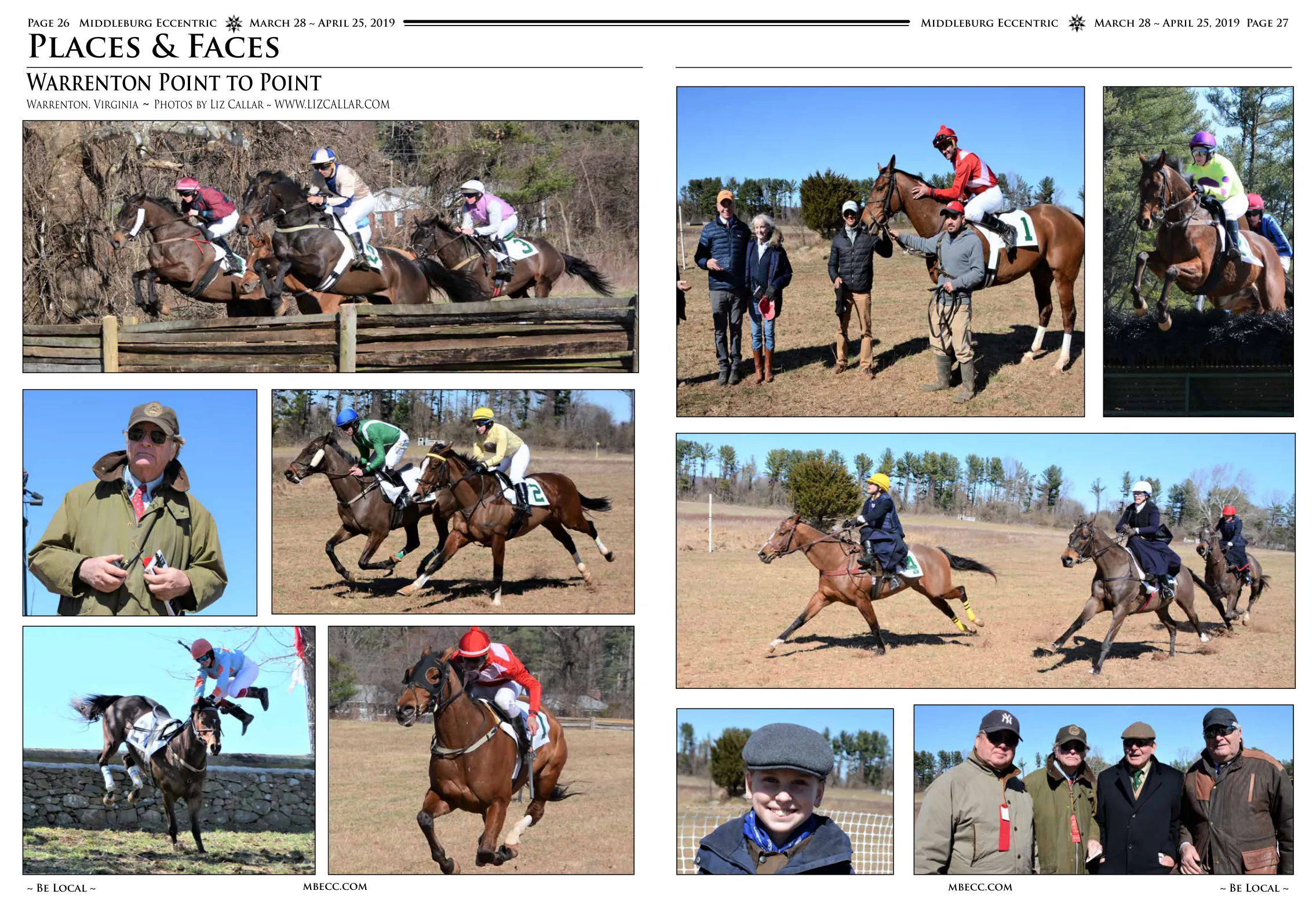 Horses and riders jumping obstacles at Warrenton · Winning horse and jockey at finish line · Spectators watching races · Riders at Warrenton Hunt Point to Point · Jockey on horseback · Group photo of attendees at races · Mounted riders at Warrenton