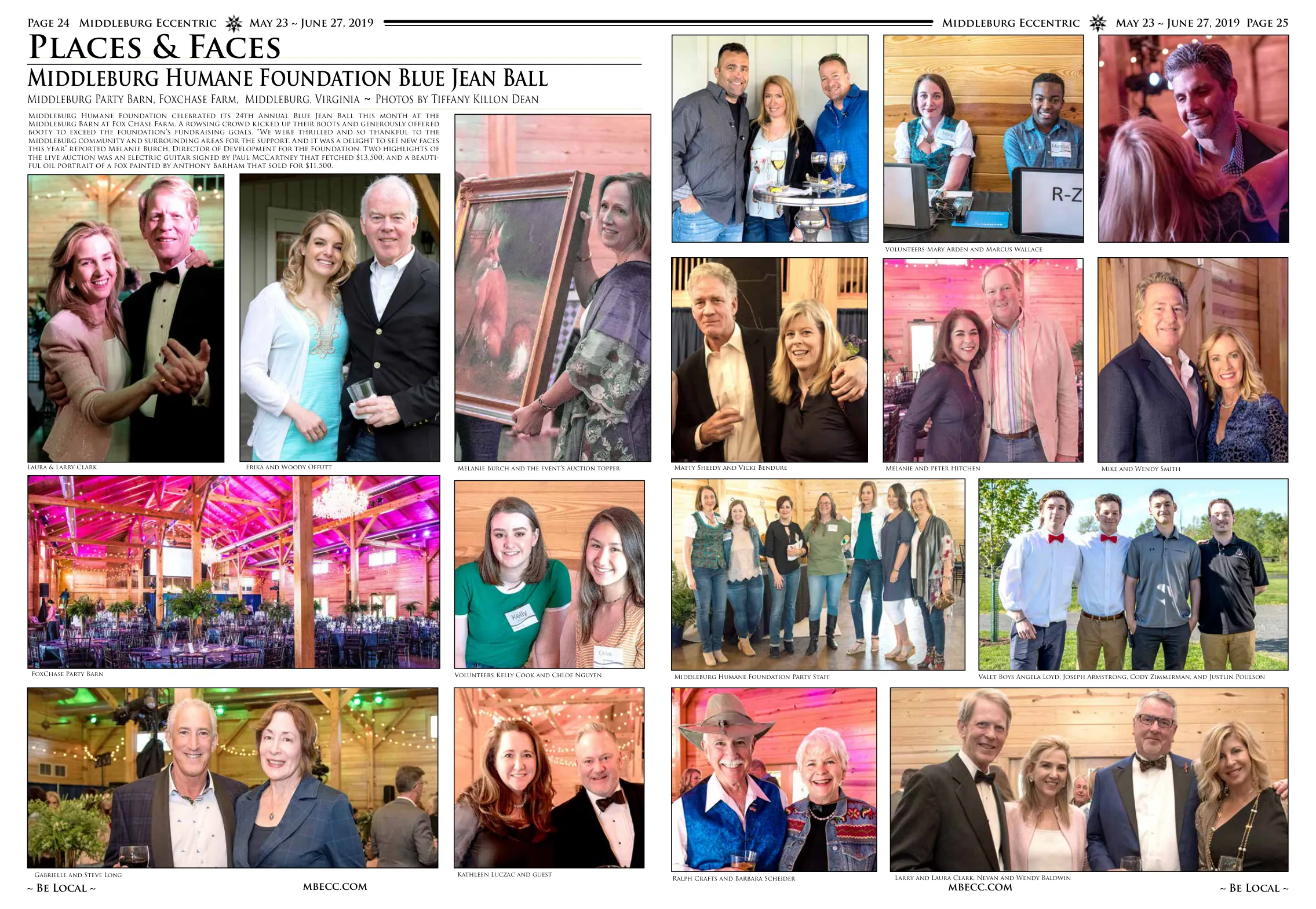 Gabrielle and Steve Long · Kathleen Luczac and guest · Laura & Larry Clark, Erika and Woody Offutt · FoxChase Party Barn Volunteers Kelly Cook and Chloe Nguyen · Melanie Burch and the event's auction topper · Matty Sheedy and Vicki Bendure · Middleburg Humane Foundation Party Staff · Ralph Crafts and Barbara Scheider · Melanie and Peter Hitchen · Volunteers Mary Arden and Marcus Wallace · Mike and Wendy Smith · Valet Boys Angela Loyd, Joseph Armstrong, Cody Zimmerman, and Justlin Poulson · Larry and Laura Clark, Nevan and Wendy Baldwin · Volunteers Kelly Clark and Chloe Nguyen · Middleburg Humane Foundation Party Staff · Valet Boys Angela Loyd, Joseph Armstrong, Cody Zimmerman, and Justlin Poulson · Foxchase Party Barn · Kathleen Luczac and guest · Ralph Crafts and Barbara Scheider · Larry and Laura Clark with friends