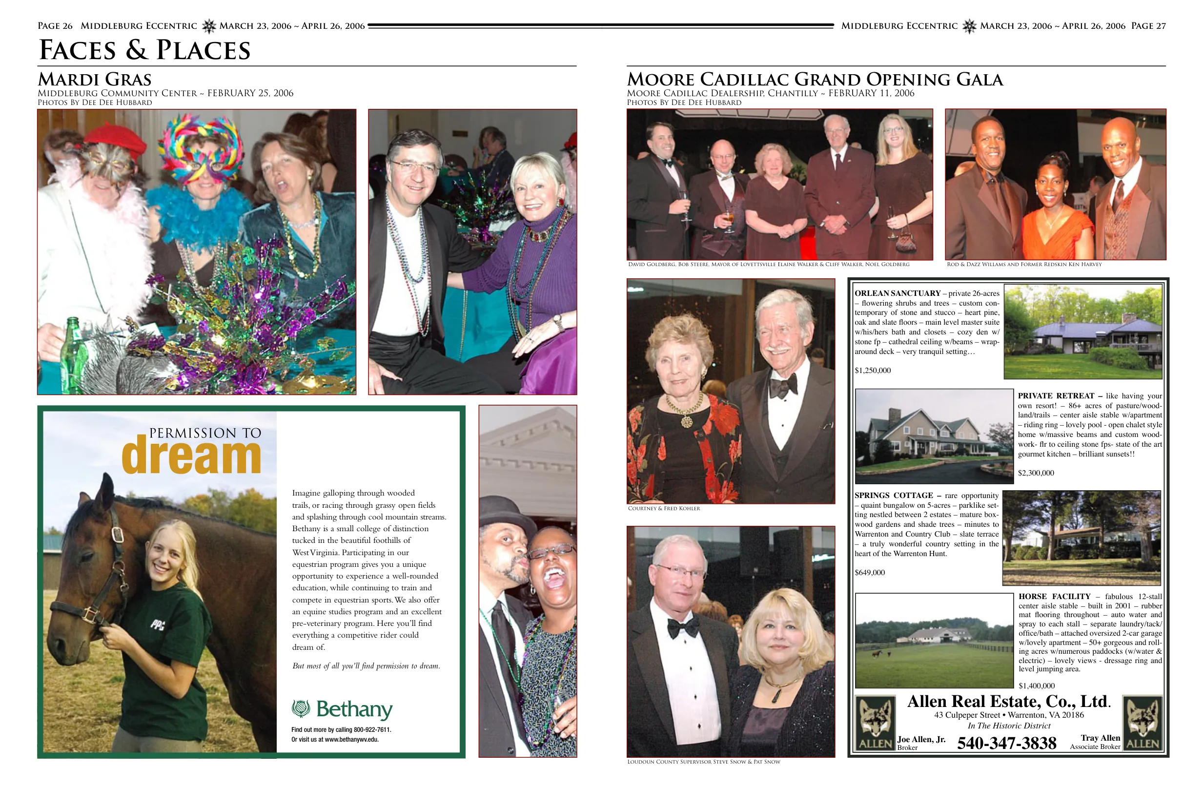Guests in colorful Mardi Gras attire at Middleburg Community Center