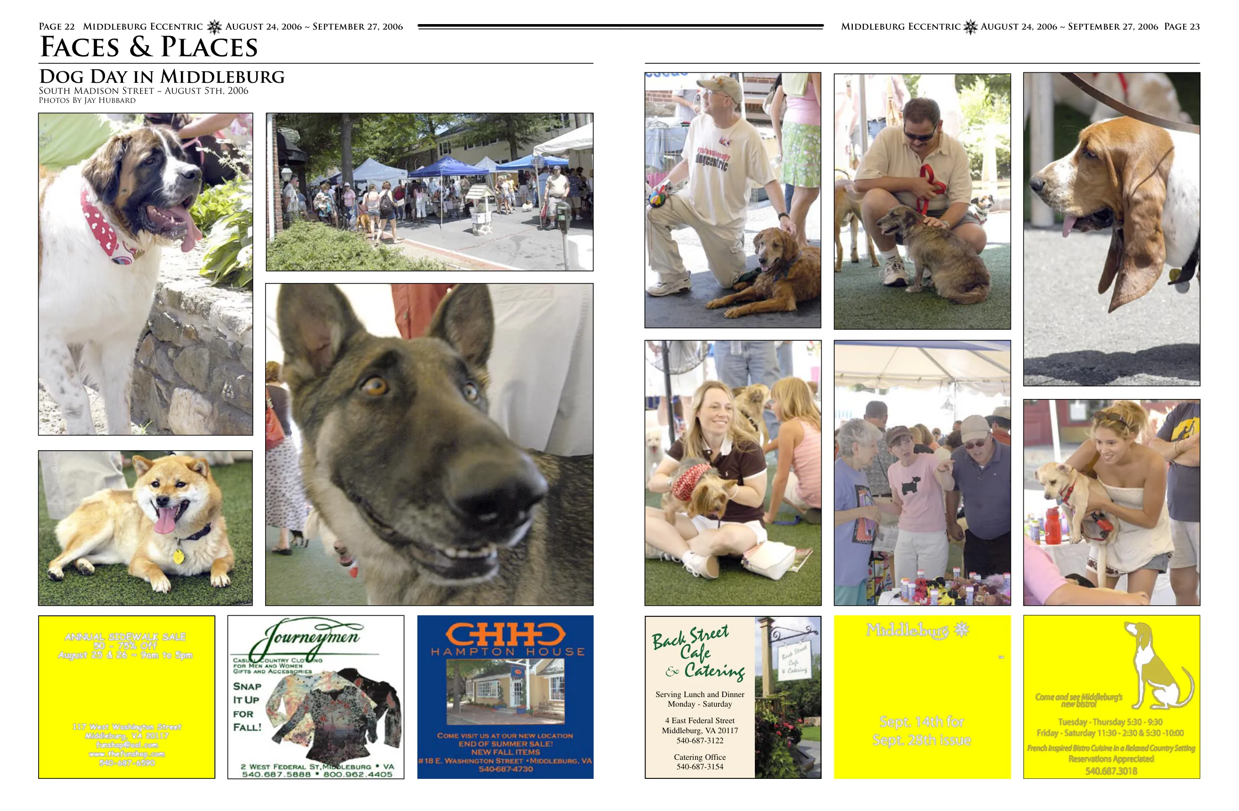 Woman with Basset Hound · Children and adults with dogs · Labrador Retriever portrait · Woman with dog at booth · Man with dog on leash · Dog profile shot · Woman grooming or petting dog at event