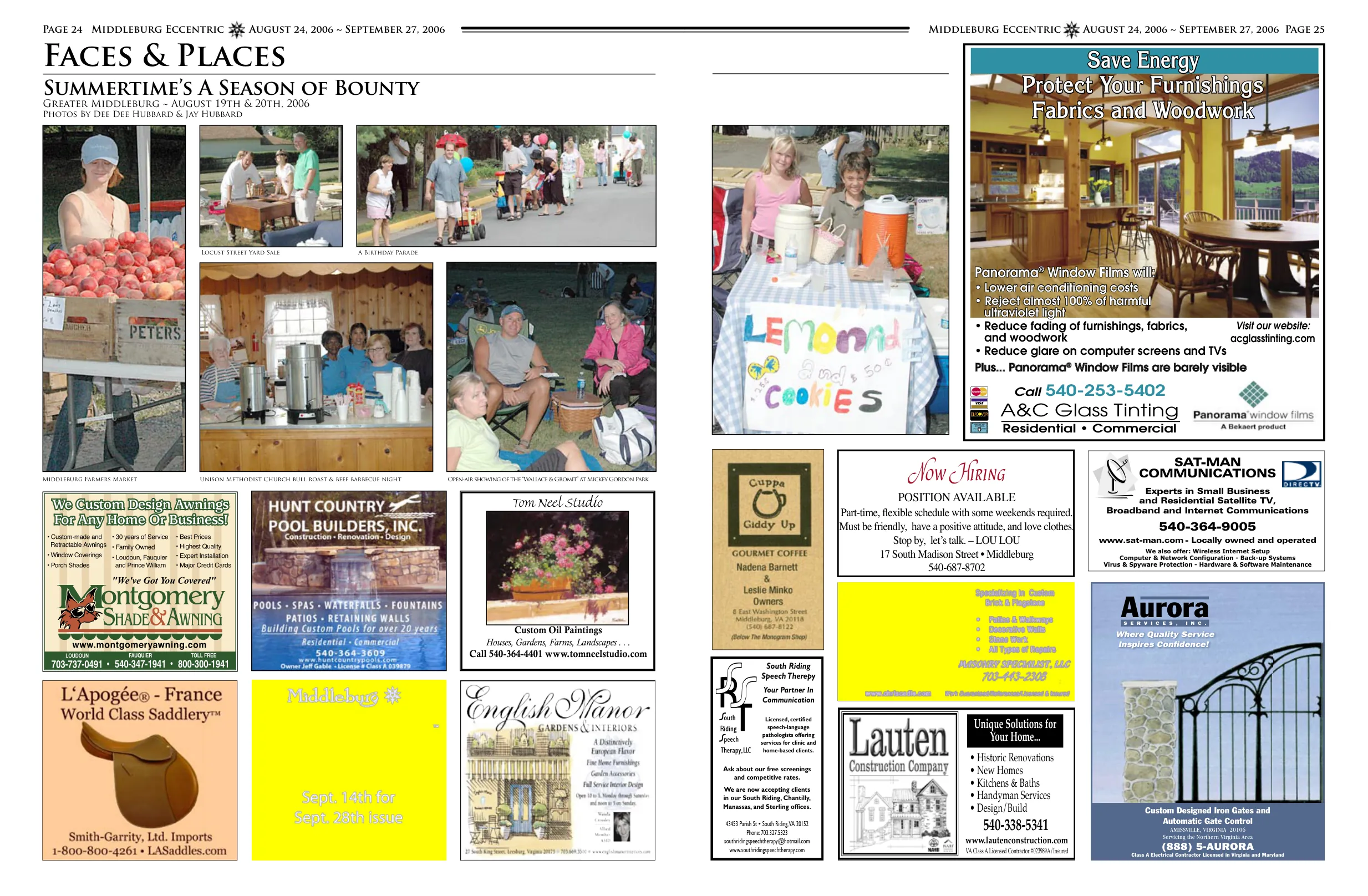 Middleburg Farmers Market · Locust Street Yard Sale · A Birthday Parade · Unison Methodist Church bull roast & beef barbecue night · Open-air showing of the Wallace & Gromit at Mickey Gordon Park · Lemonade stand at community event · Community gathering with food · Outdoor entertainment and festivities · People enjoying summer activities