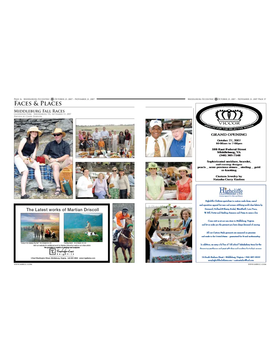 Attendees enjoying the races at Glenwood Park · Group enjoying tailgating at the fall races · Two gentlemen at the races · Women enjoying the day at the races · More attendees at the Middleburg Fall Races · Horse racing action and spectators