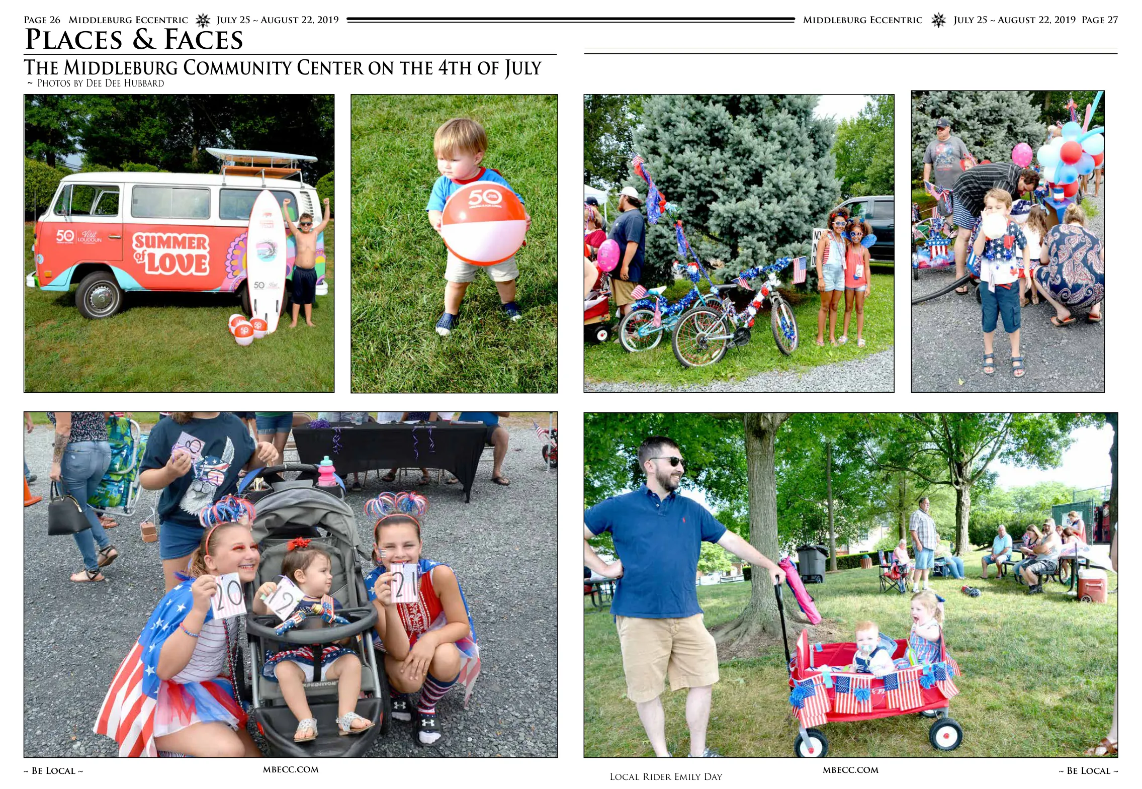 Summer Love van at the Middleburg Community Center. · Child playing with beach ball. · Decorated bicycles and attendees. · Crowd enjoying the festivities.