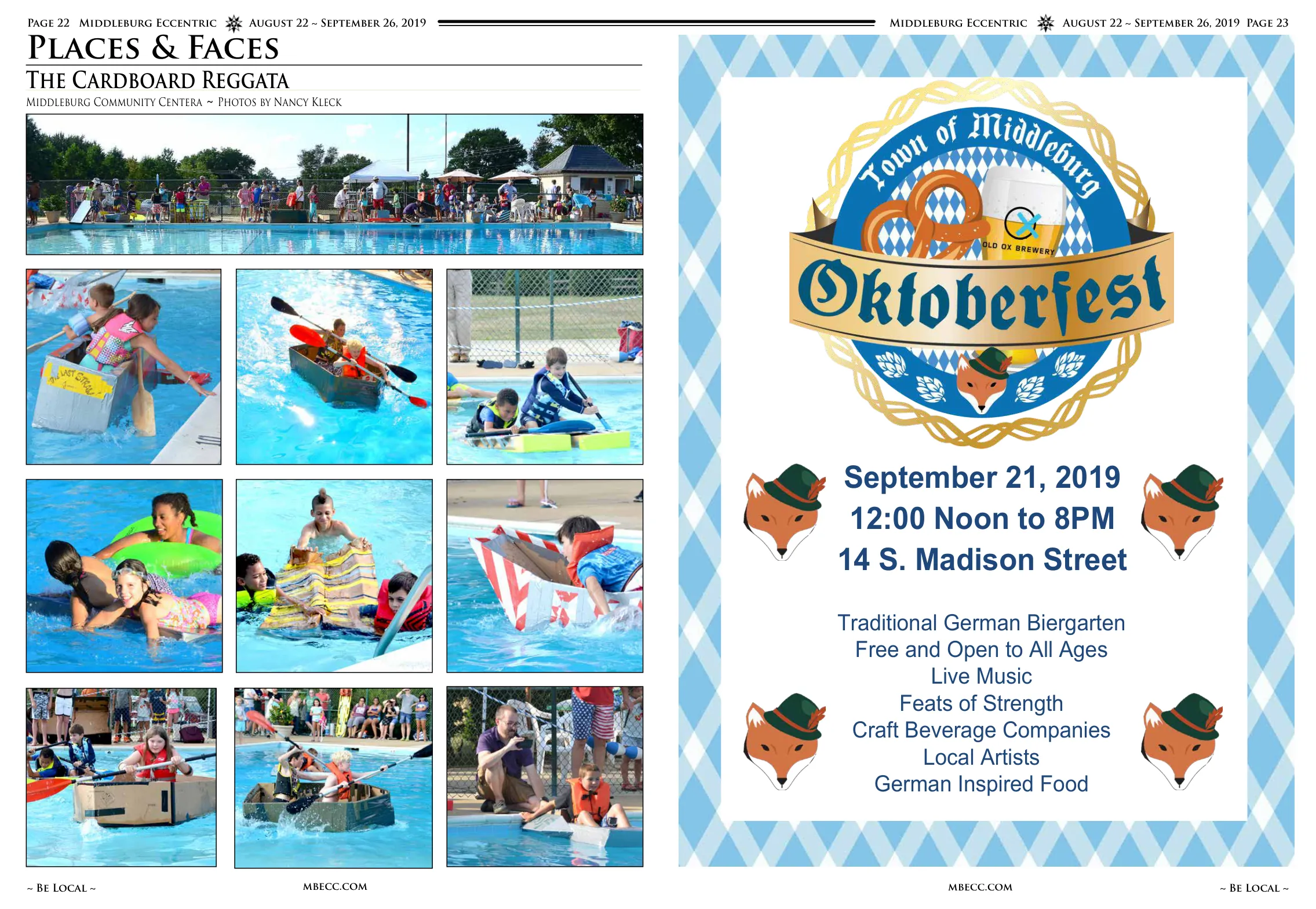 Children in cardboard boats at pool · Child paddling cardboard boat · Cardboard boat racing in pool · Children with cardboard boats · Family enjoying cardboard regatta · Child splashing in pool with boat · Participants with boats at event · Wide shot of pool with boats