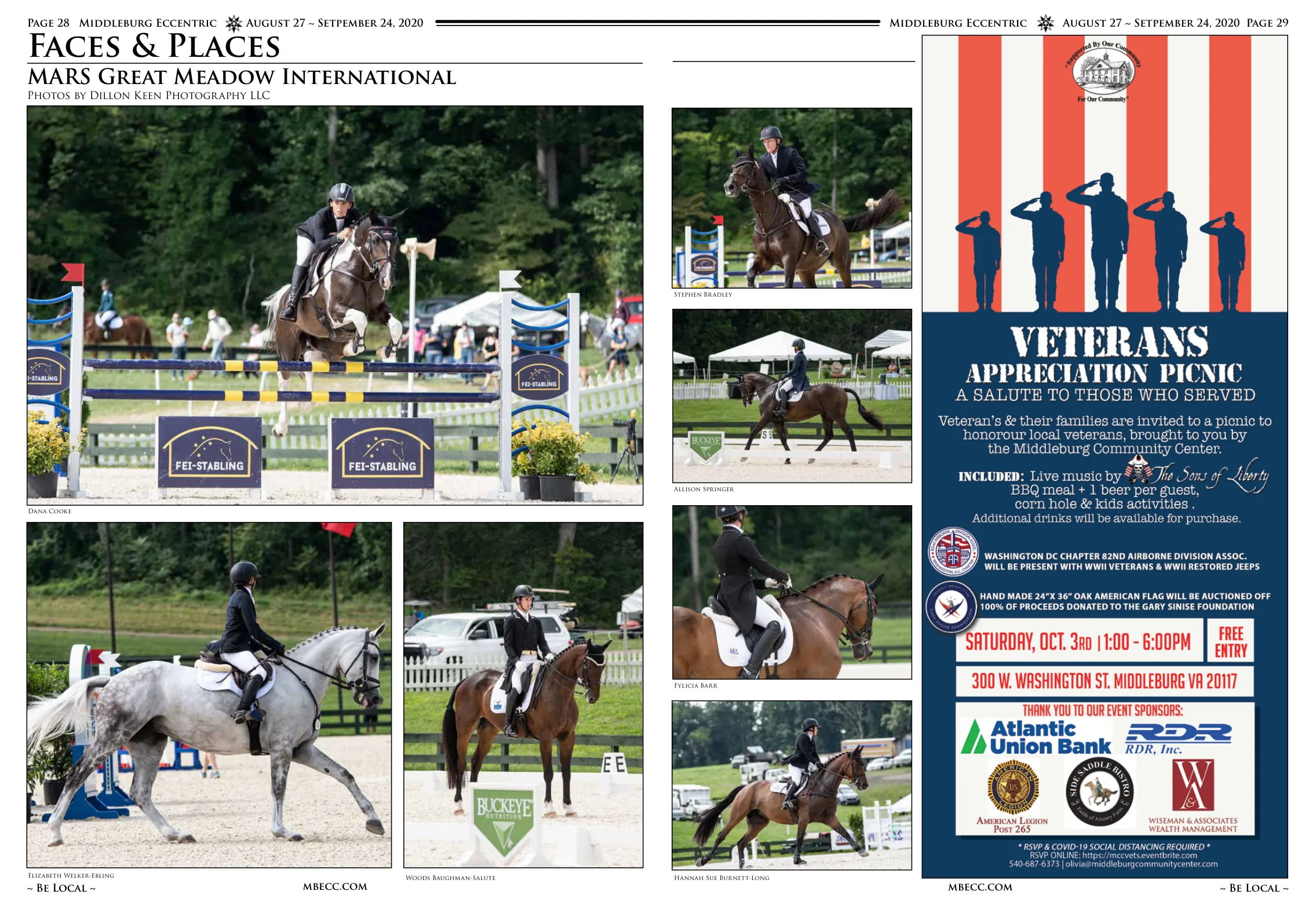 Dana Cooke riding in show jumping competition · Stephen Bradley riding in dressage · Elizabeth Welker-Ebling riding in show jumping · Allison Springer riding cross country · Woods Baughman-Salute riding · Fylicia Barr riding · Hannah Sue Burnett-Long riding cross country
