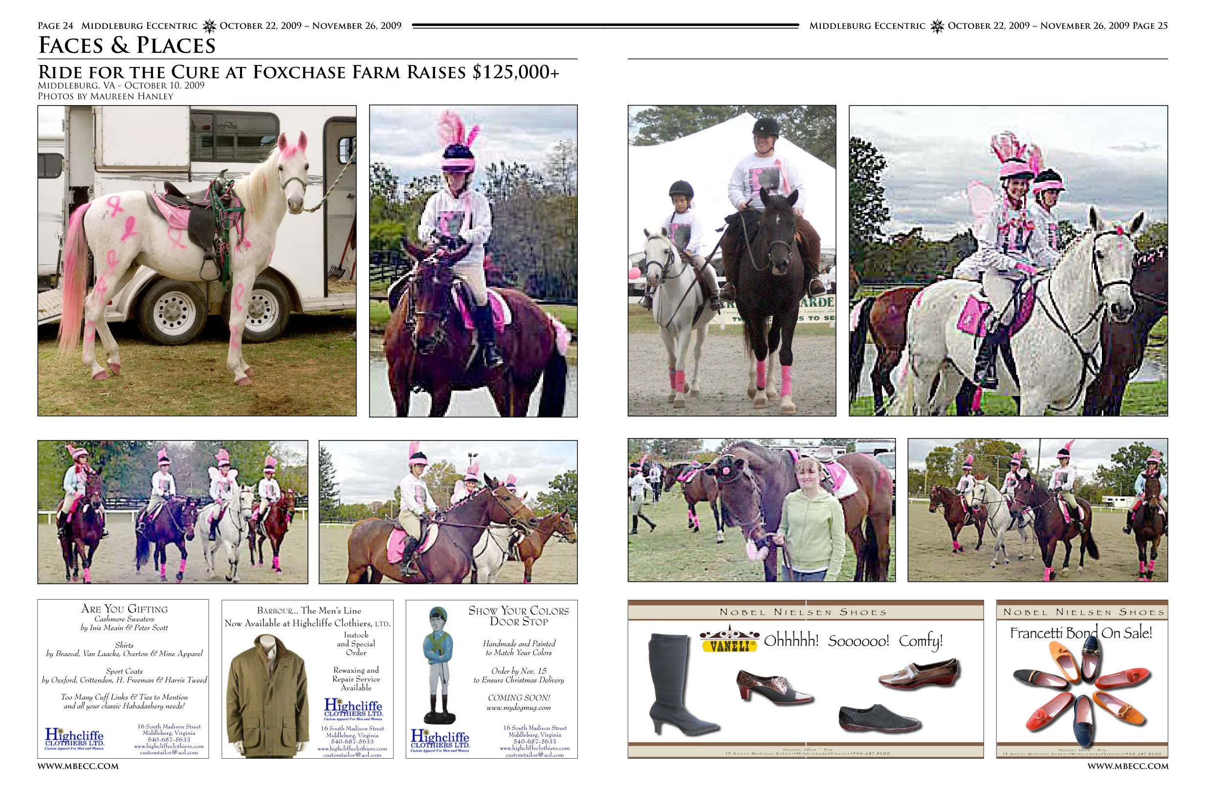 Multiple riders at the event · Close-up of a horse and rider in pink · More riders from the Ride for the Cure event