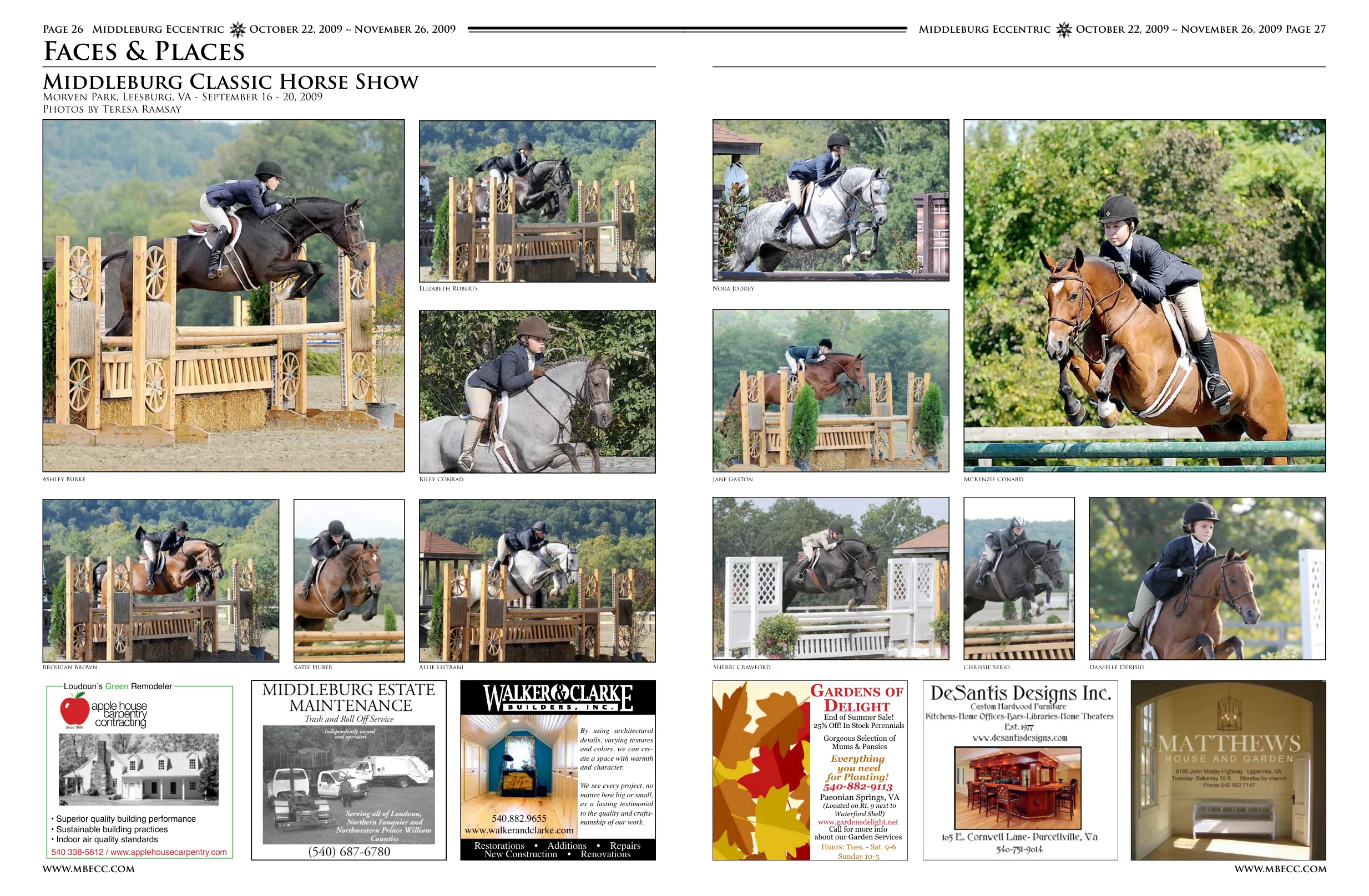 Ashley Burke jumping a horse over a fence · Elizabeth Roberts on a horse jumping · Nora Jodrey riding a white horse · McKenzie Conard jumping on horse · Riley Conrad riding over an obstacle · Jane Gaston on a horse jumping · Additional equestrian competitors · More horse show participants