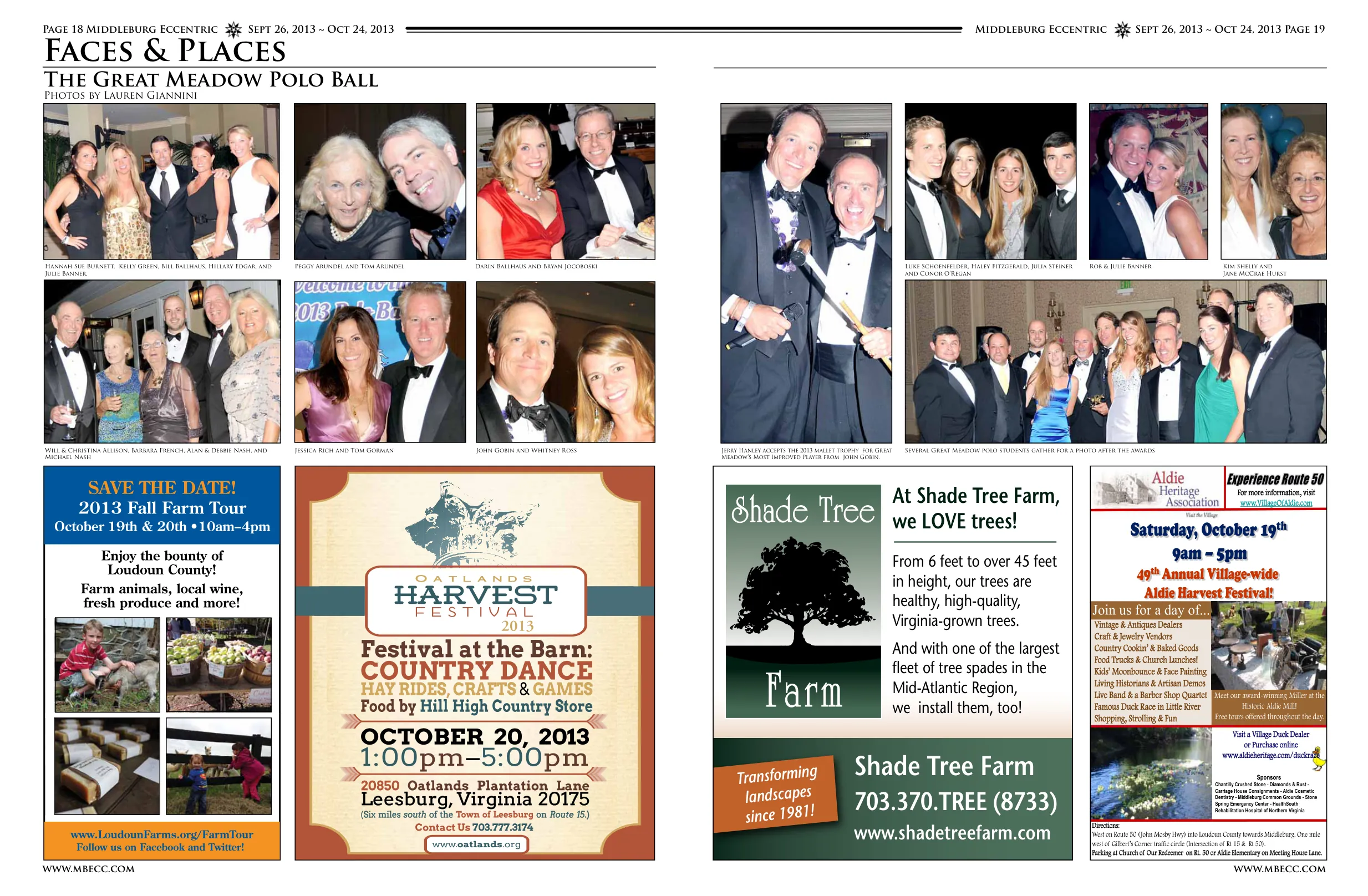 Hannah Sue Burnett, Kelly Green, Bill Ballhaus, Hillary Edgar, and Julie Banner · Peggy Arundel and Tom Arundel · Darin Ballhaus and Bryan Jocoboski · Will & Christina Allison, Barbara French, Alan & Debbie Nash, and Michael Nash · Jessica Rich and Tom Gorman · Jerry Hanley accepts the 2013 mallet trophy for Great Meadow's Most Improved Player from John Gobin · Luke Schoenfelder, Haley Fitzgerald, Julia Steiner and Conor O'Regan · Rob & Julie Banner · Several Great Meadow polo students gather for a photo after the awards · Kim Shelly and Jane McCrae Hurst
