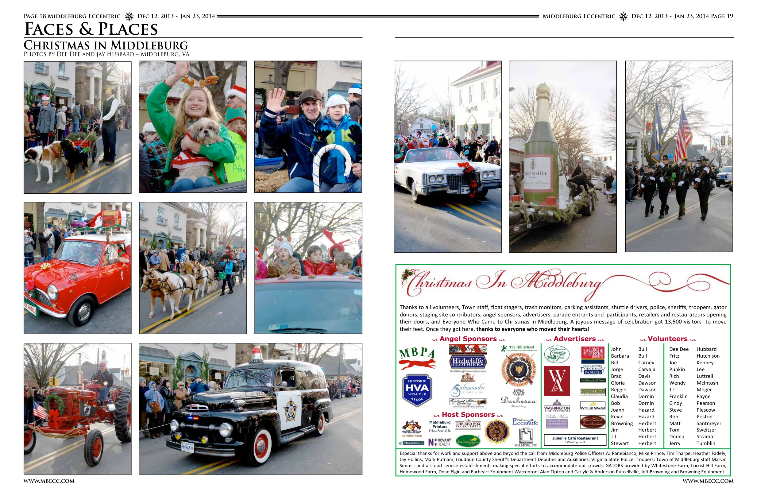 Antique vehicles in parade · Adults and children spectators · Various parade scenes and crowd shots