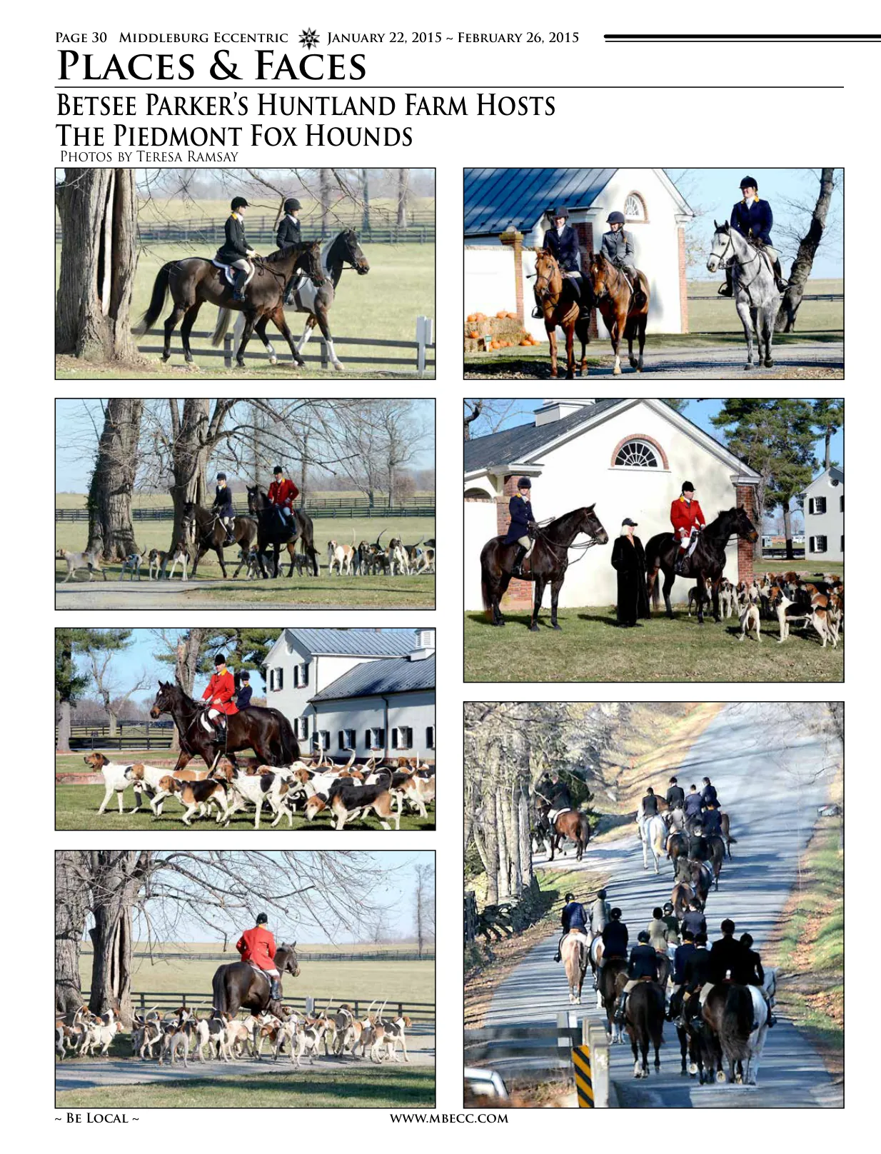 Hunt participants on horseback with hounds in field · Riders on horseback near white structure · Hunt riders with hounds under large tree · Whipper-in on horseback with hounds · Hunt master on horseback with hounds · Road scene with multiple hunt riders