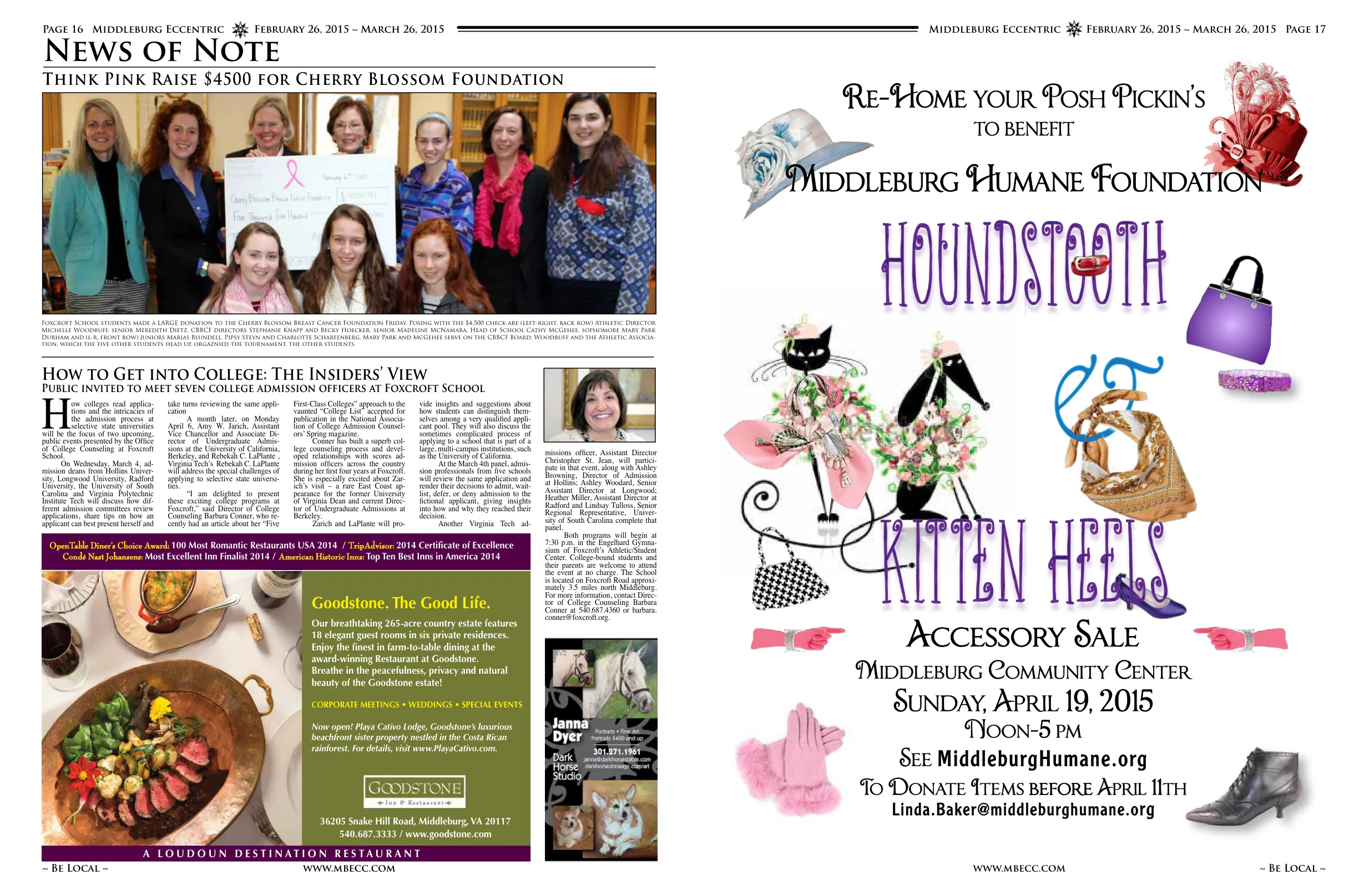 Foxcroft School students with $4,500 check for Cherry Blossom Breast Cancer Foundation