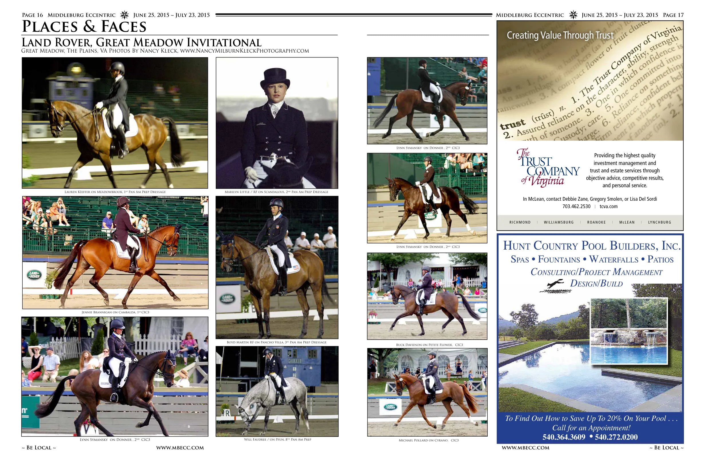 Lauren Kieffer on Meadowbrook, 1st Pan Am Prep Dressage · Marilyn Little / RF on Scandalous, 2nd Pan Am Prep Dressage · Boyd Martin RF on Pancho Villa, 3rd Pan Am Prep Dressage · Will Faudree / on Pfun, 8th Pan Am Prep · Lynn Symansky on Donner , 2nd CIC3 · Buck Davidson on Petite Flower, CIC3 · Michael Pollard on Cyrano, CIC3 · Jennie Brannigan on Cambalda, 1st CIC3 · Lynn Symansky on Donner , 2nd CIC3 · Lynn Symansky on Donner , 2nd CIC3 · Lauren Kieffer on Meadowbrook, 1st Pan Am Prep Dressage · Marilyn Little / RF on Scandalous, 2nd Pan Am Prep Dressage · Lynn Symansky on Donner, 2nd CIC3 · Lynn Symansky on Donner, 2nd CIC3 · Jennie Brannigan on Cambalda, 1st CIC3 · Lynn Symansky on Donner, 2nd CIC3 · Boyd Martin RF on Pancho Villa, 3rd Pan Am Prep Dressage · Buck Davidson on Petite Flower, CIC3 · Colleen Rutledge on Covert Rights, 3rd CIC3 · Michael Pollard on Cyrano, CIC3