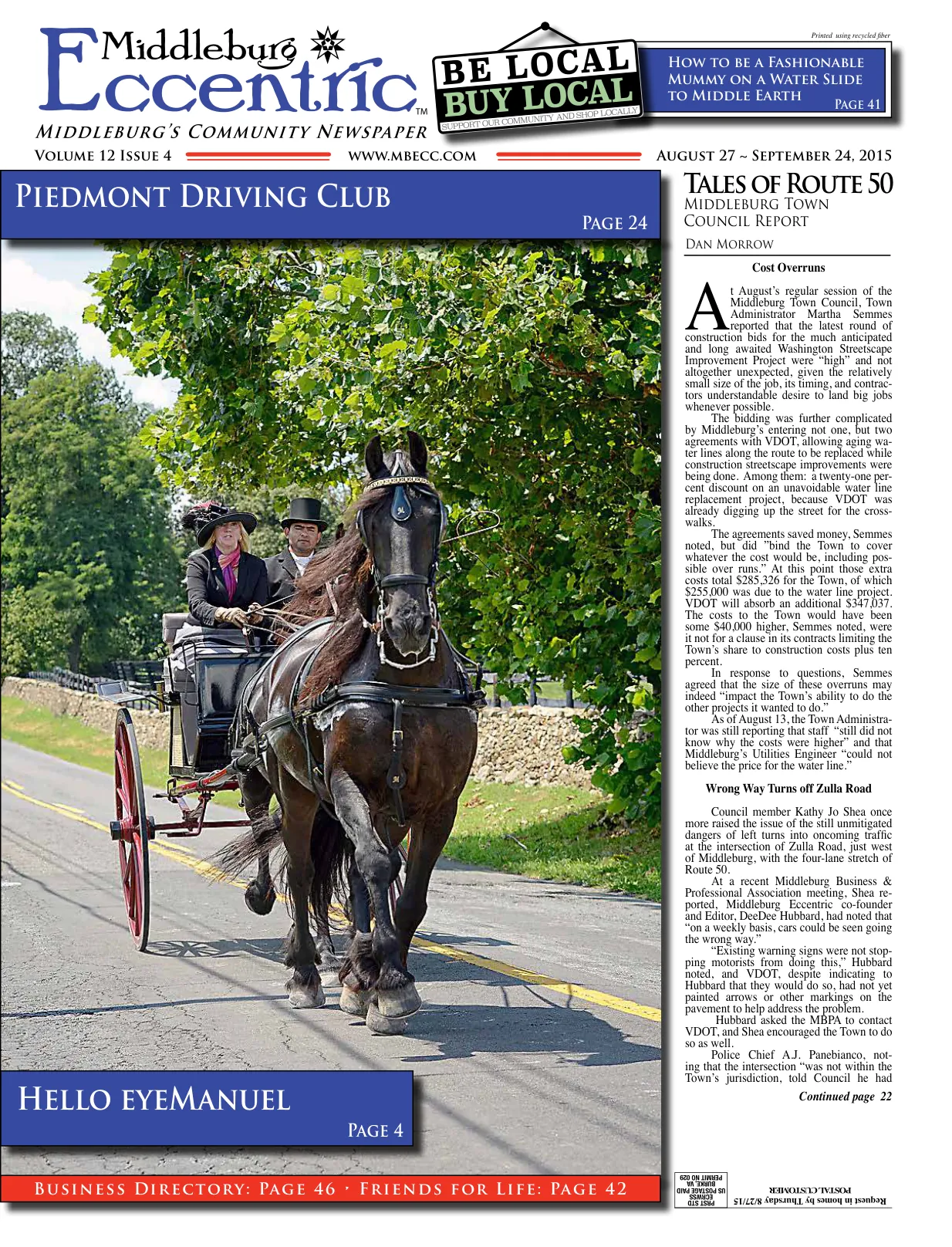 A Carriage Drive to The National Sporting Library & Museum, Middleburg, VA. led by Carl Cox driving a four-in-hand in honor of Maggie Bryant