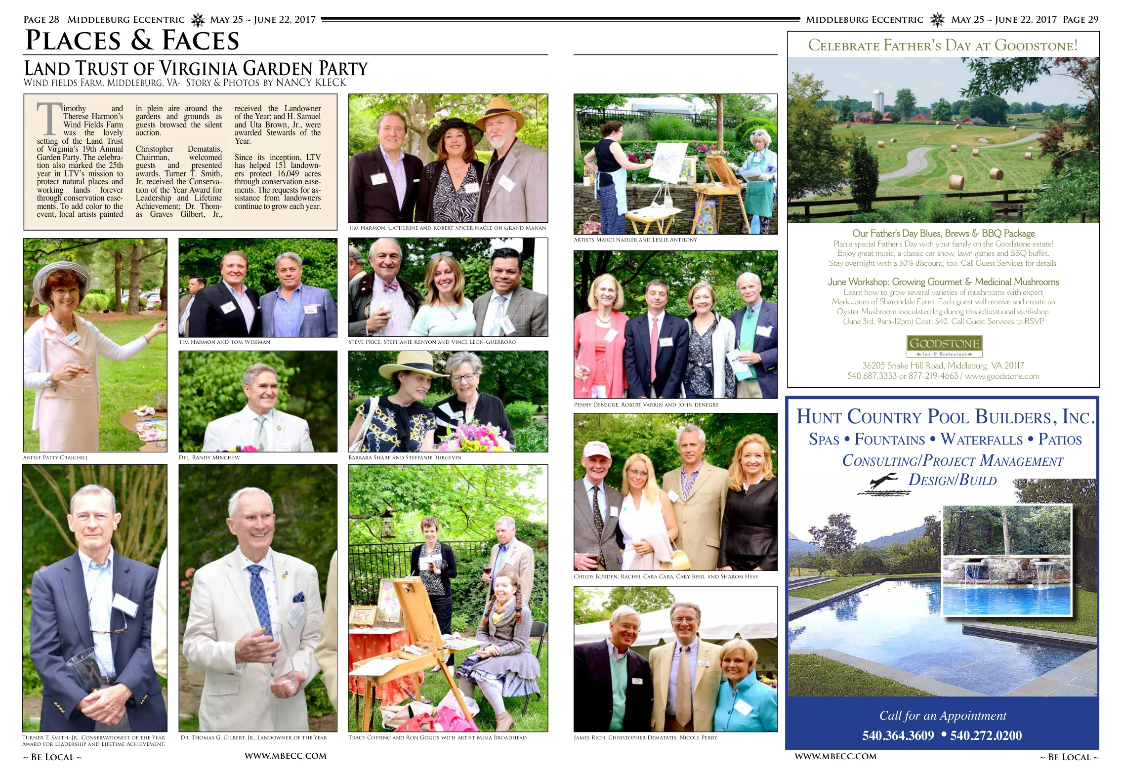 Tim Harmon, Catherine and Robert Spicer Nagle on Grand Manan · Artist Patty Craighill · Steve Price, Stephanie Kenyon and Vince Leon-Guerroro · Barbara Sharp and Steffanie Burgevin · Tracy Coffing and Ron Gogos with artist Misia Broadhead · Turner T. Smith, Jr. Conservationist of the Year Award for Leadership and Lifetime Achievement · Dr. Thomas G. Gilbert, Jr., Landowner of the Year · Childs Burden, Rachel Cara Cara, Cary Beer, and Sharon Hess · James Rich, Christopher Dematatis, Nicole Perry
