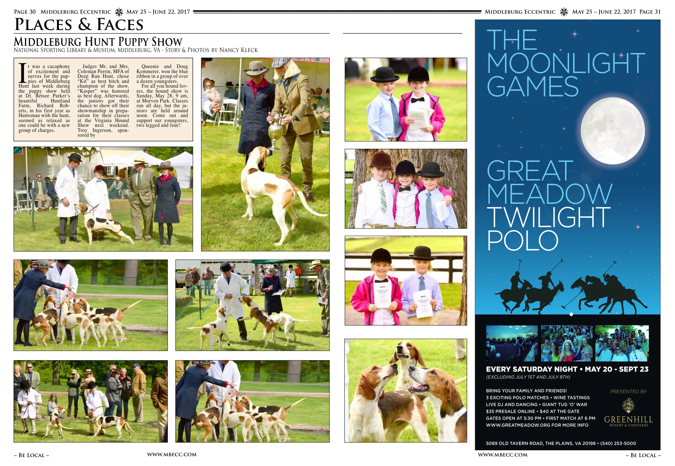 Multiple photos of puppies and handlers at the Middleburg Hunt Puppy Show