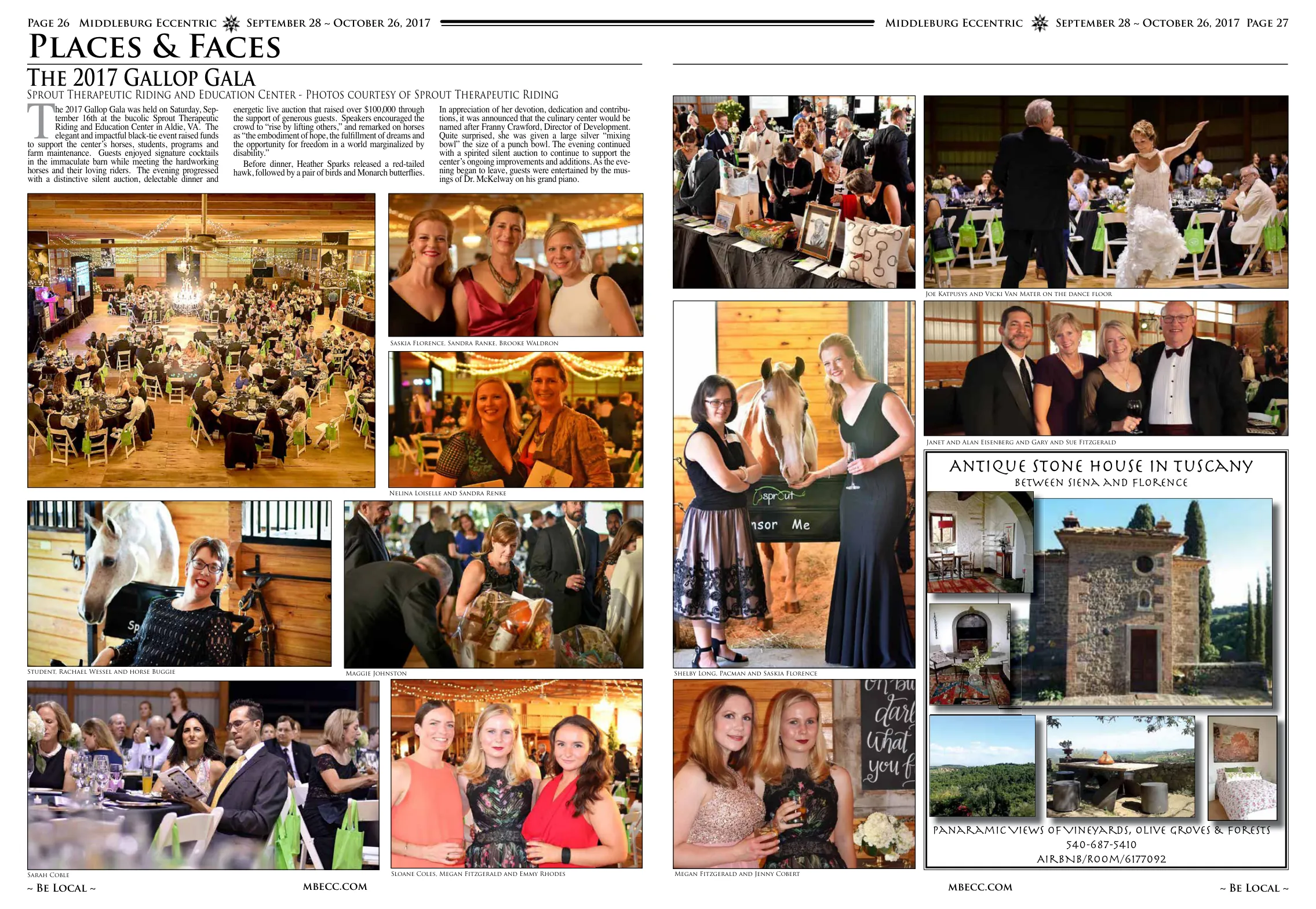 Megan Fitzgerald and Jenny Cobert · Shelby Long, Pacman and Saskia Florence · Nelina Loiselle and Sandra Renke · Student, Rachael Wessel and horse Buggie · Maggie Johnston · Sloane Coles, Megan Fitzgerald and Emmy Rhodes · Joe Katpusys and Vicki Van Mater on the dance floor · Janet and Alan Eisenberg and Gary and Sue Fitzgerald
