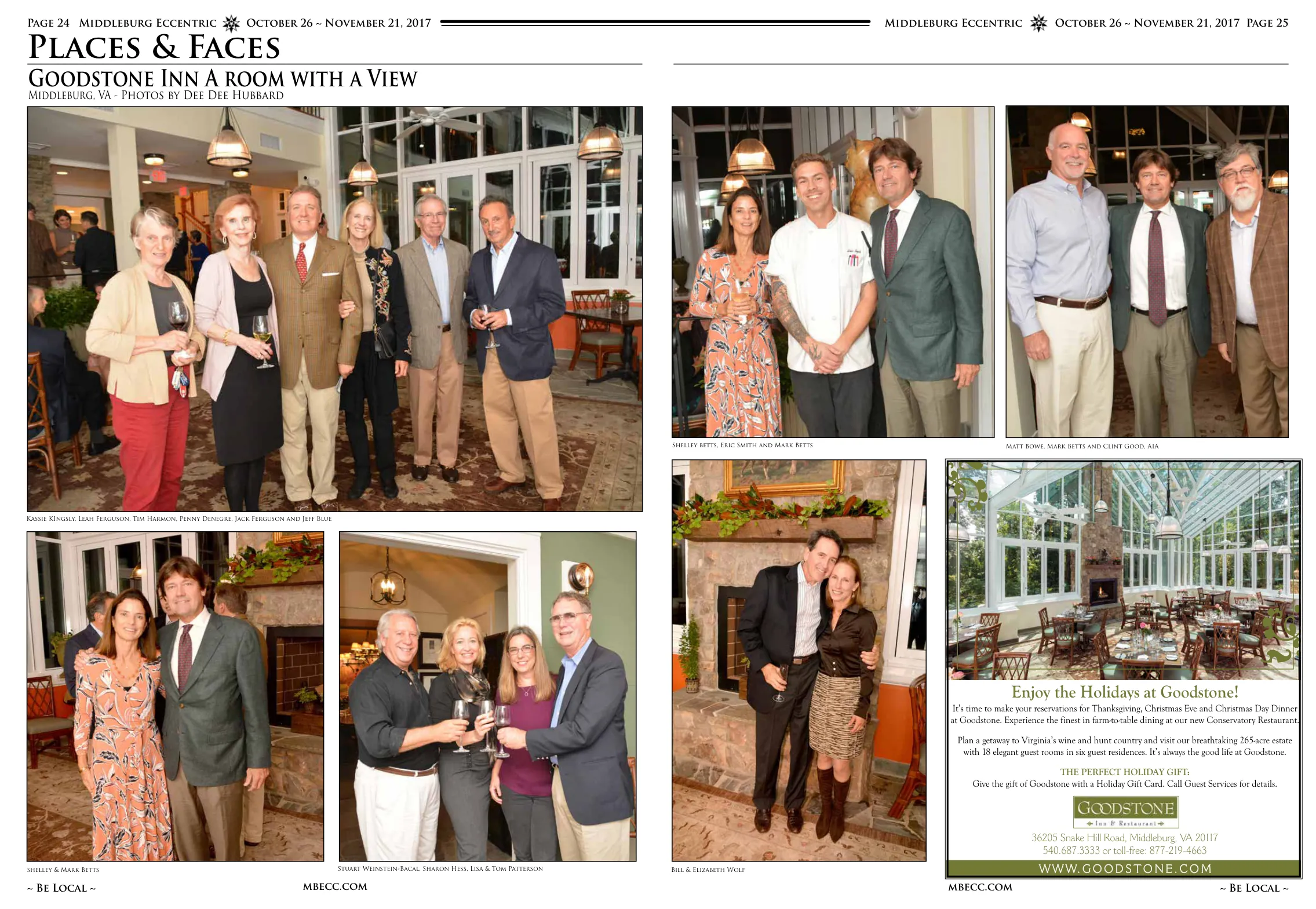 Goodstone Inn lobby and reception areas · Guests at Goodstone Inn event · Bill & Elizabeth Wolf
